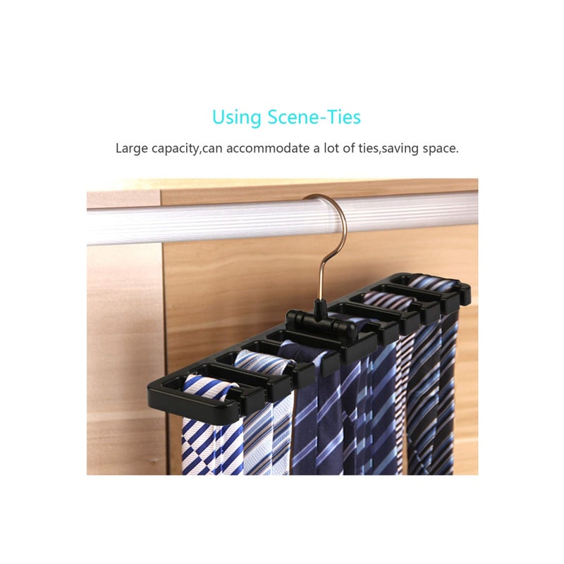 SOLARAE Belt Rack, 2pcs Belt Hanger Tie Holder Homeware Closet Organizer with Stainless Steel 360° Swivel Hook for Belts Ties Scarves - Image 2