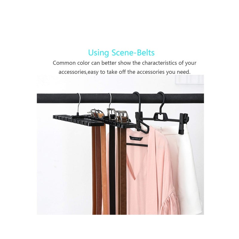 SOLARAE Belt Rack, 2pcs Belt Hanger Tie Holder Homeware Closet Organizer with Stainless Steel 360° Swivel Hook for Belts Ties Scarves - Image 5