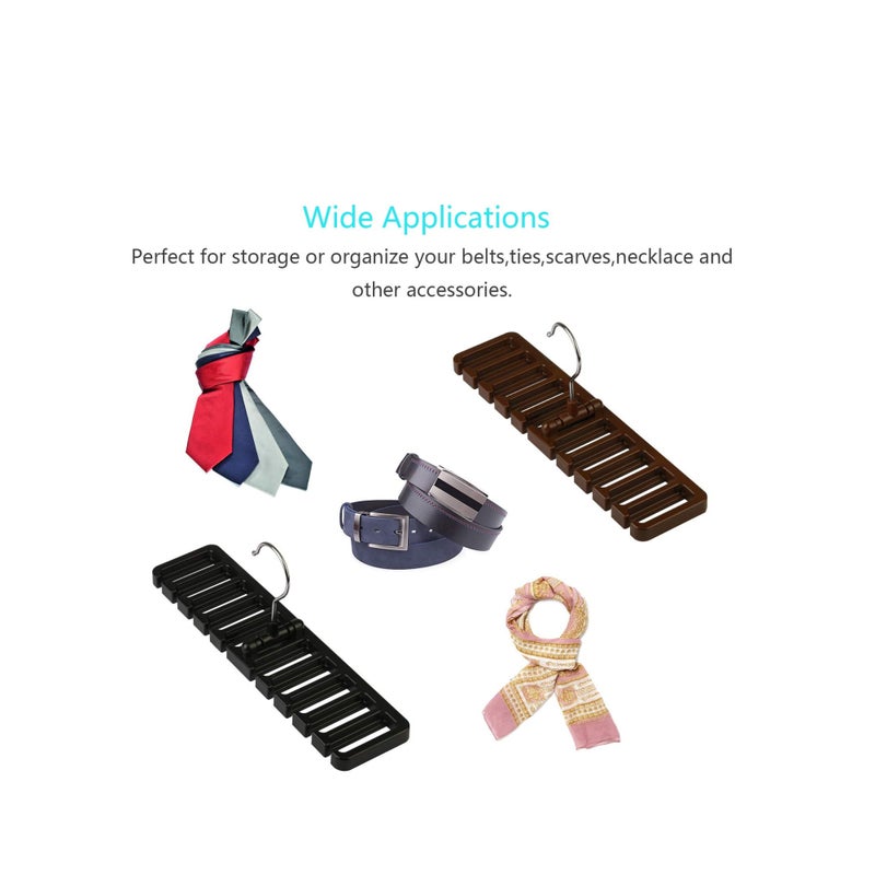 SOLARAE Belt Rack, 2pcs Belt Hanger Tie Holder Homeware Closet Organizer with Stainless Steel 360° Swivel Hook for Belts Ties Scarves - Image 3