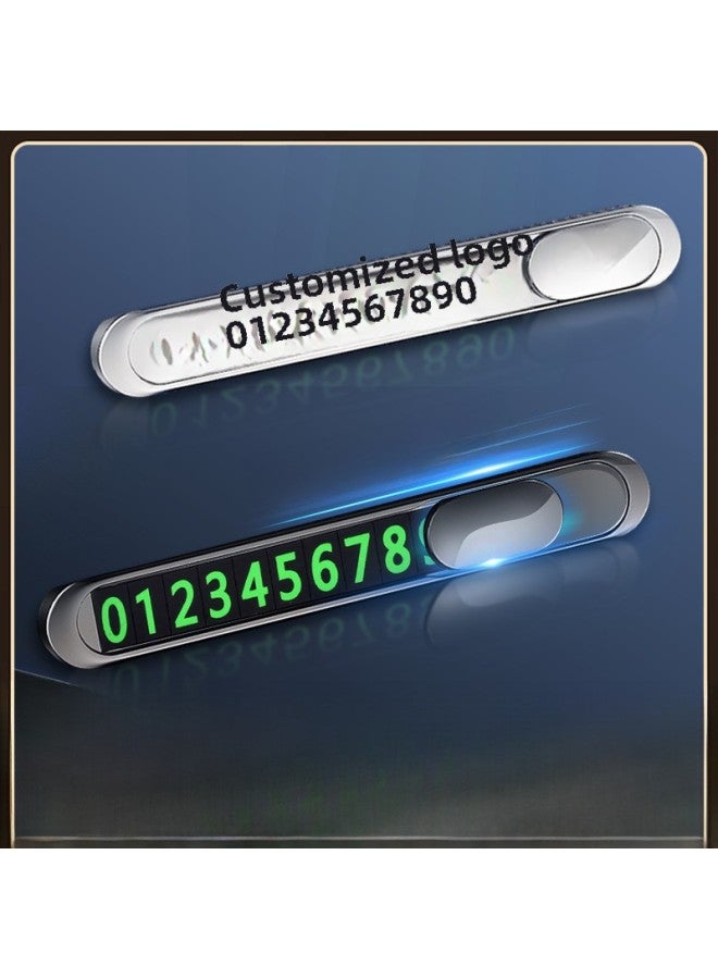 Temporary Car Parking Plate Car Metal Mobile Phone Number Plate Creative Hidden Luminous Digital License Plate-Specifications Support Image Upload:T6 With Pattern Black - Image 2