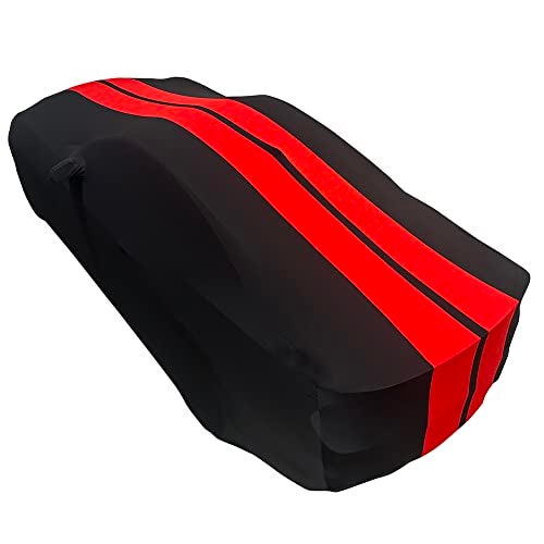 SR1 Performance 2005-2025 Mustang Indoor Car Cover - High End Custom Fit Ultraguard Stretch Satin Sport Series Dust Proof : Black with Red Stripes for Ford Mustang V6/Ecoboost/GT/Bullitt/Shelby GT350 - Image 4