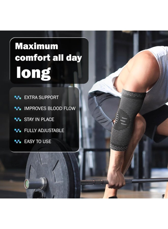 دعامة الكوع للرجال/النساء/الأطفال، عبوة من قطعتين من دعامة الكوع الضاغطة لدعم الذراع لالتهاب الأوتار، ومرفق لاعبي التنس/الجولف، وأكمام دعم للحماية الرياضية وتسكين الألم (زوج) - Image 3