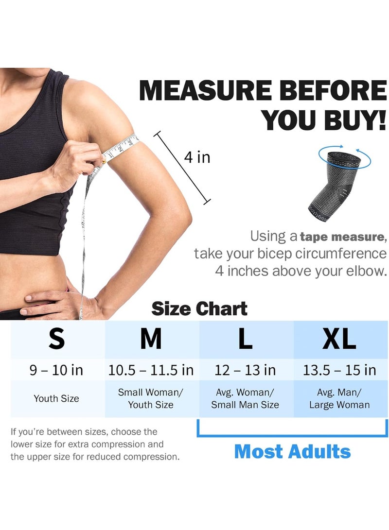 دعامة الكوع للرجال/النساء/الأطفال، عبوة من قطعتين من دعامة الكوع الضاغطة لدعم الذراع لالتهاب الأوتار، ومرفق لاعبي التنس/الجولف، وأكمام دعم للحماية الرياضية وتسكين الألم (زوج) - Image 4