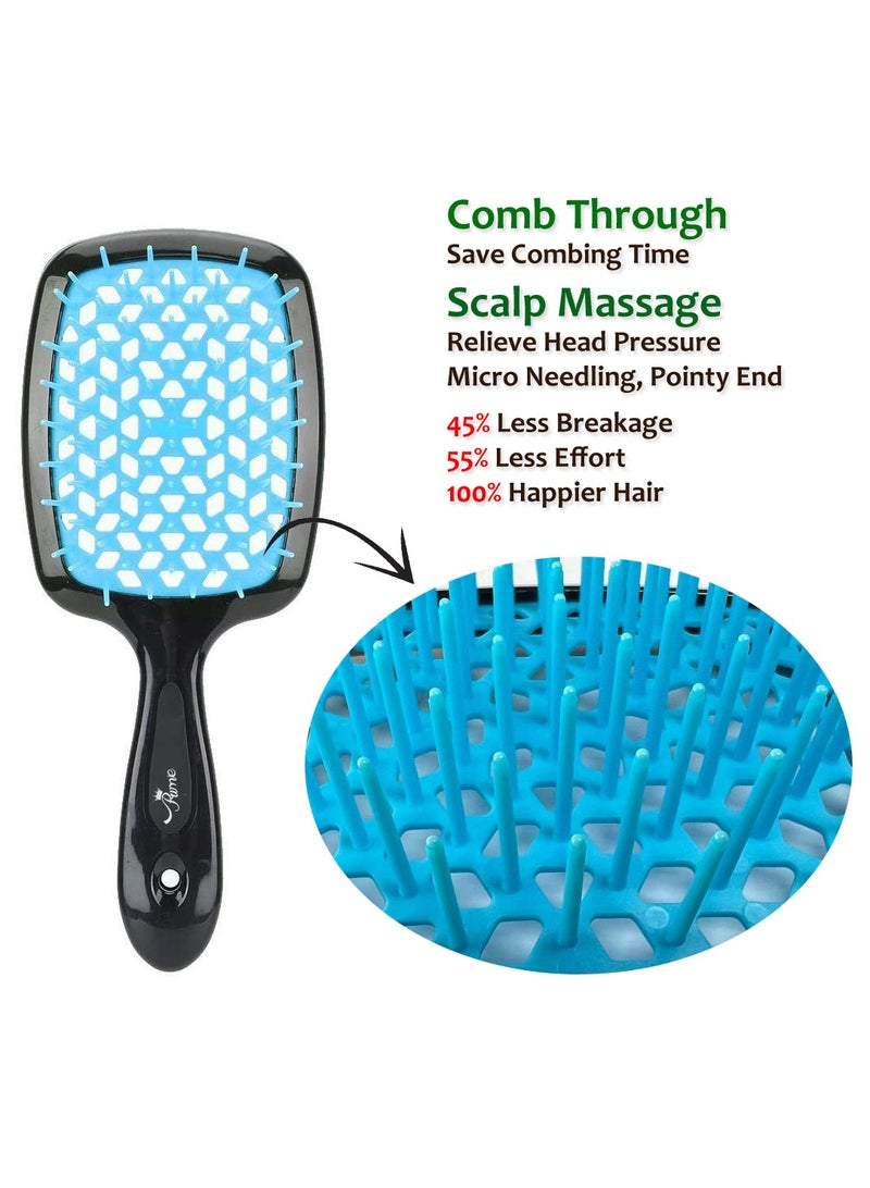 فرشاة شعر احترافية لفك تشابك الشعر، فرشاة فائقة لتدليك فروة الرأس، مشط مجداف، مشط مضلع بفتحات تهوية لفك تشابك الشعر، فرشاة شعر طويلة وسميكة ورقيقة ومجعد ومتشابكة ورطبة وجاف للرجال والنساء - Image 3