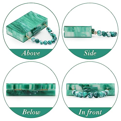 Fecialy Women Acrylic Clutch Purse Beads Evening Handbag Marble Clutch Formal Party Bridal Wedding Crossbody Bag - Image 3
