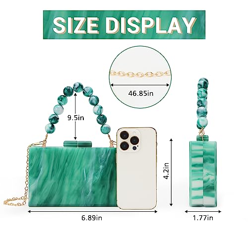 Fecialy Women Acrylic Clutch Purse Beads Evening Handbag Marble Clutch Formal Party Bridal Wedding Crossbody Bag - Image 2