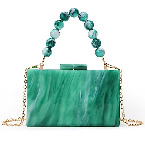 Fecialy Women Acrylic Clutch Purse Beads Evening Handbag Marble Clutch Formal Party Bridal Wedding Crossbody Bag - Image 1