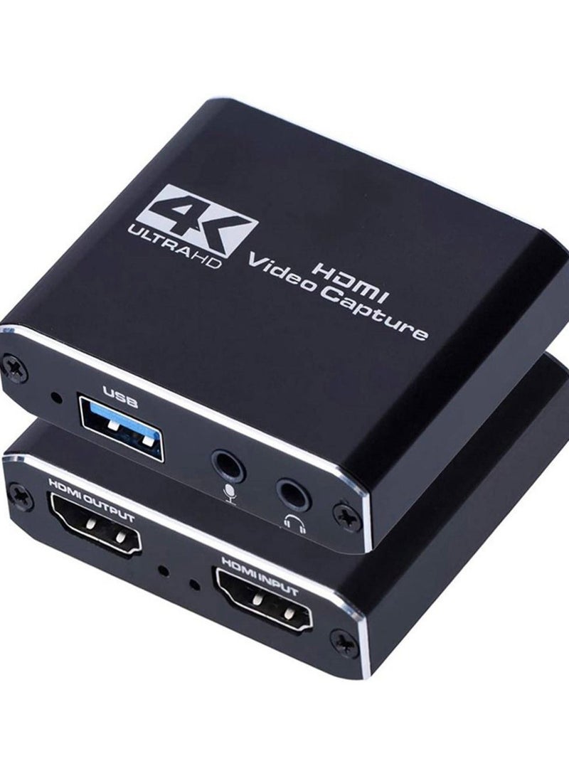 HDMI Video Capture Card 4K, USB3.0 1080P 60FPS HD Ultra Low Latency, Game Capture Card for Gaming / Live Streaming / Videoconferencing for Nintendo Switch / PS4 / Xbox One / OBS / Camera / PC - Image 1