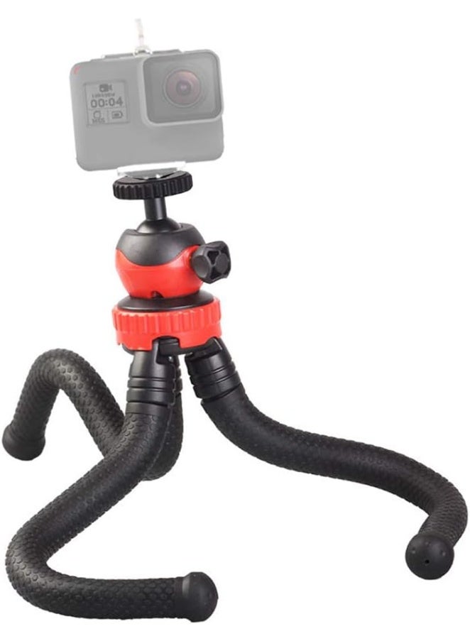 Mini Flexible Tripod Octopus Spider Stand Holder with 360° Ball Head for GoPro Heor for Canon, Nikon, Sony, DSLR And iPhone X - Black - Image 2
