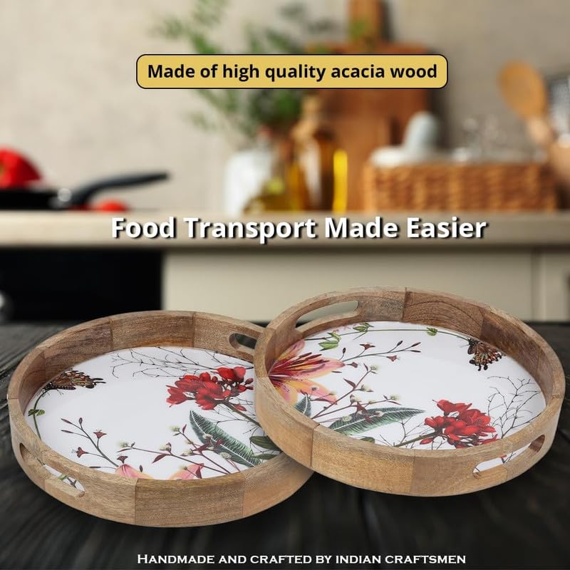 Zenith’s Decor Handmade Wooden Tray for Serving Snacks, Appetizer Plate, Multipurpose Breakfast, Coffee Table, Party (TRAY-13) - Image 5