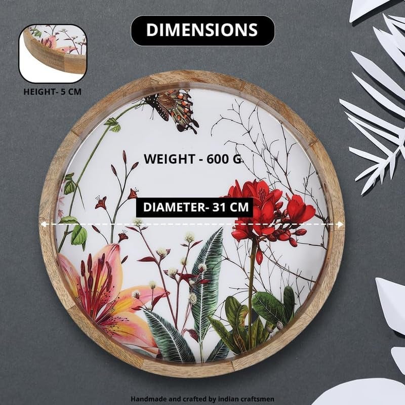 Zenith’s Decor Handmade Wooden Tray for Serving Snacks, Appetizer Plate, Multipurpose Breakfast, Coffee Table, Party (TRAY-13) - Image 4