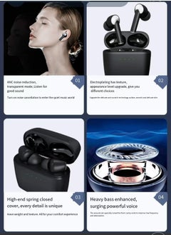 Neutral J8 True Wireless Earbuds Bluetooth Earbuds Touch Control with Charging Box IPX5 Waterproof Stereo Earbuds In Ear Built in Microphone Earbuds Advanced Deep Bass Sports Black  - Image 2