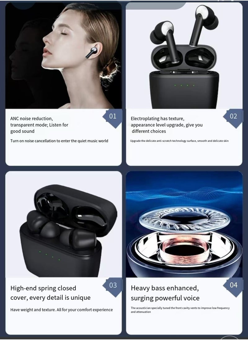 Neutral J8 True Wireless Earbuds Bluetooth Earbuds Touch Control with Charging Box IPX5 Waterproof Stereo Earbuds In Ear Built in Microphone Earbuds Advanced Deep Bass Sports Black  - Image 2