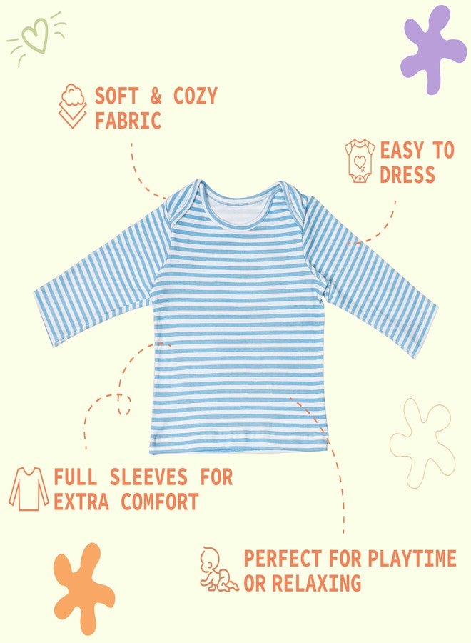 FawnFeel New Born Babies Tshirt Combo of 3 Tshirts (in, Age, 9 Months, 12 Months, Regular, All Over Aeroplane, Blue Strip & Blue with Tiger) - Image 5