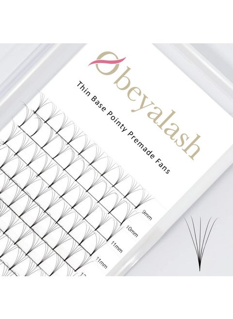 Obeya Thin Base Premade Fans Eyelash Extensions 3D 4D 5D 6D 10D 0.07Mm Shot Stem Premade Lash Extensions Fans C D Curl 915Mm Pointed Base Pre Fanned Volume Lash Extensions Mixed Tray (915Mm 4D0.07D)