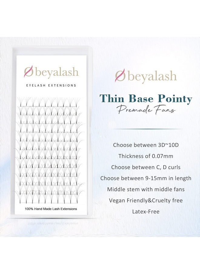 Obeyalash - Obeya Thin Base Premade Fans Eyelash Extensions 3D 4D 5D 6D 10D 0.07Mm Shot Stem Premade Lash Extensions Fans C D Curl 915Mm Pointed Base Pre Fanned Volume Lash Extensions Mixed Tray (915Mm 4D0.07D) - Image 1