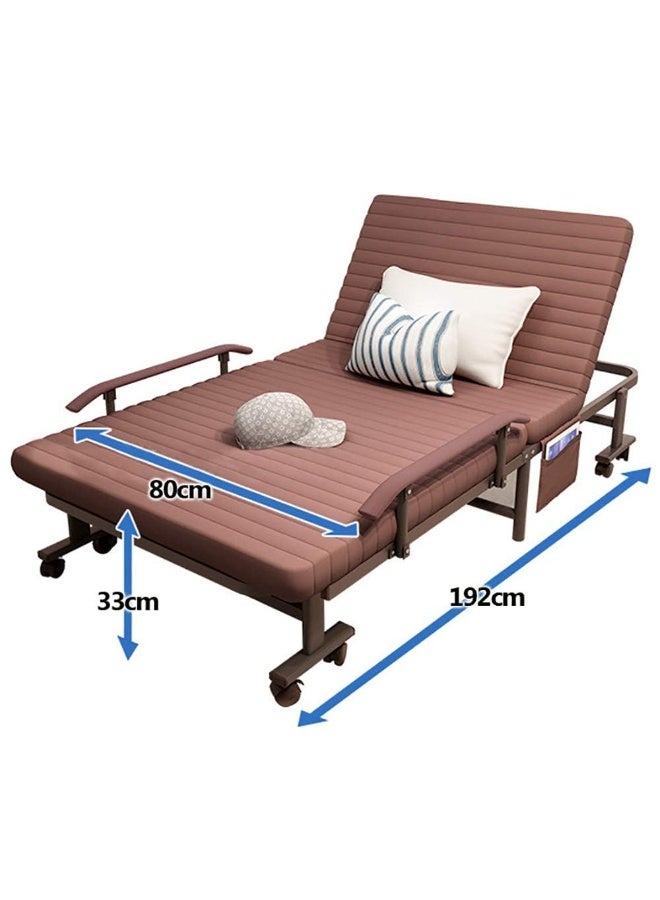 Generic Folding Bed, 190 * 80cm Foldable Single Bed with Foam Mattress and Wheels for Napping and Guest Bed, Portable Rollaway Bed for Home Office, Metal Frame Adjustable Back  - Image 2