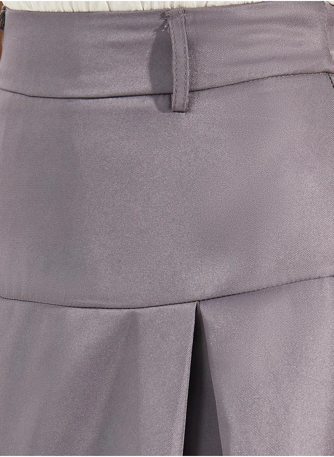 Styli Box Pleat Wide Waistband Midi Skirt