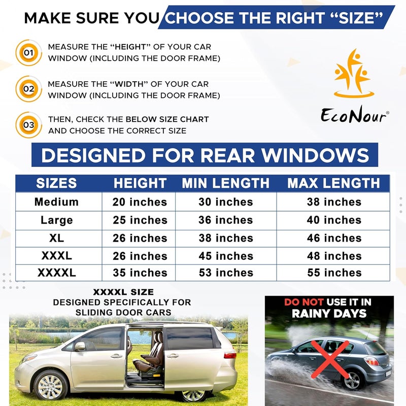 EcoNour Full Breathable Sunshade Mesh Backseat - 2 Pack for Rear Side Window Shade - Image 4