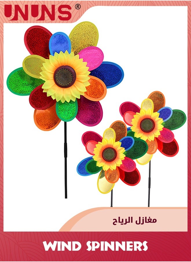 UNUNS 3Pcs Wind Spinner,Windmill Flower Pinwheel Pin Wheels For Yard Garden Outdoor Decorations,Lawn Ornaments Kinetic Sunflower Art Small Decor Stake Large Decorative  - Image 1