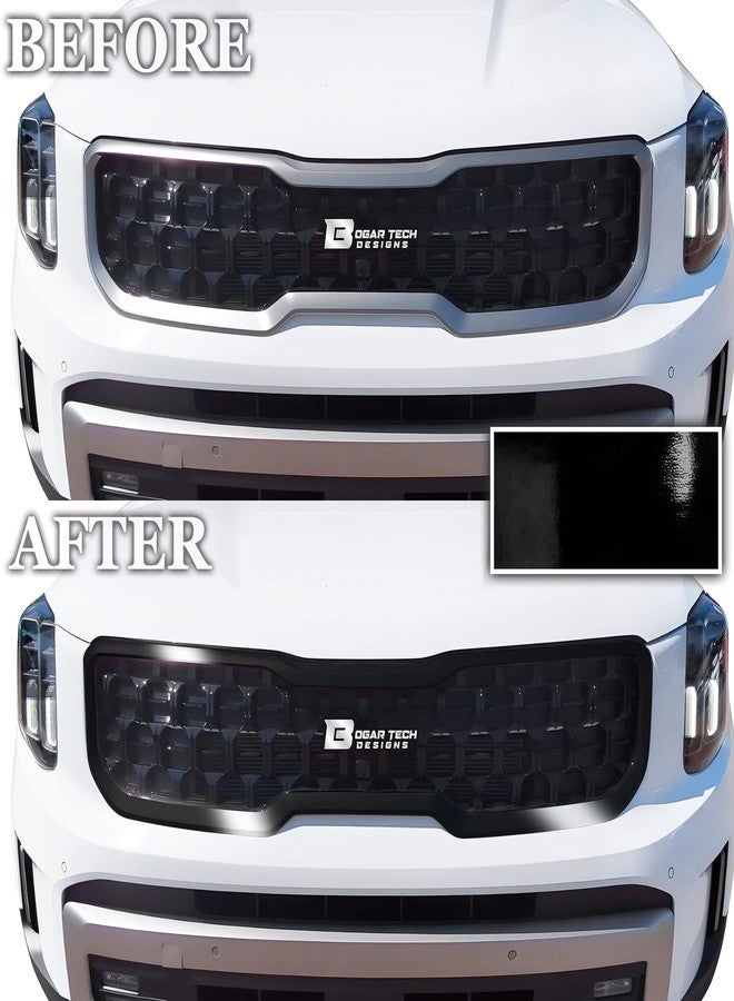 BOGAR TECH DESIGNS Front Chrome Delete Overlay Replacement Compatible with Kia Telluride 2023-2025, Gloss Black - Image 3