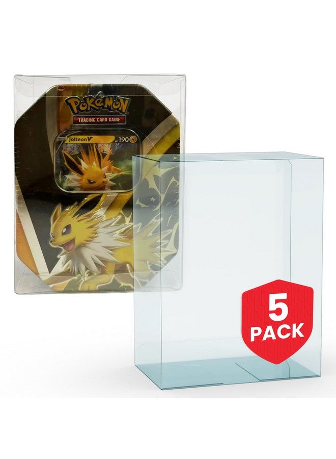EVORETRO Plastic Display Case Protector for Pokemon Medium Tin Packaging - 5-Pack 0.40 mm Thick Archival Grade, Clear Transparent Protective Cases, Stackable, Custom Fit for Easy Setup and Storage - Image 1