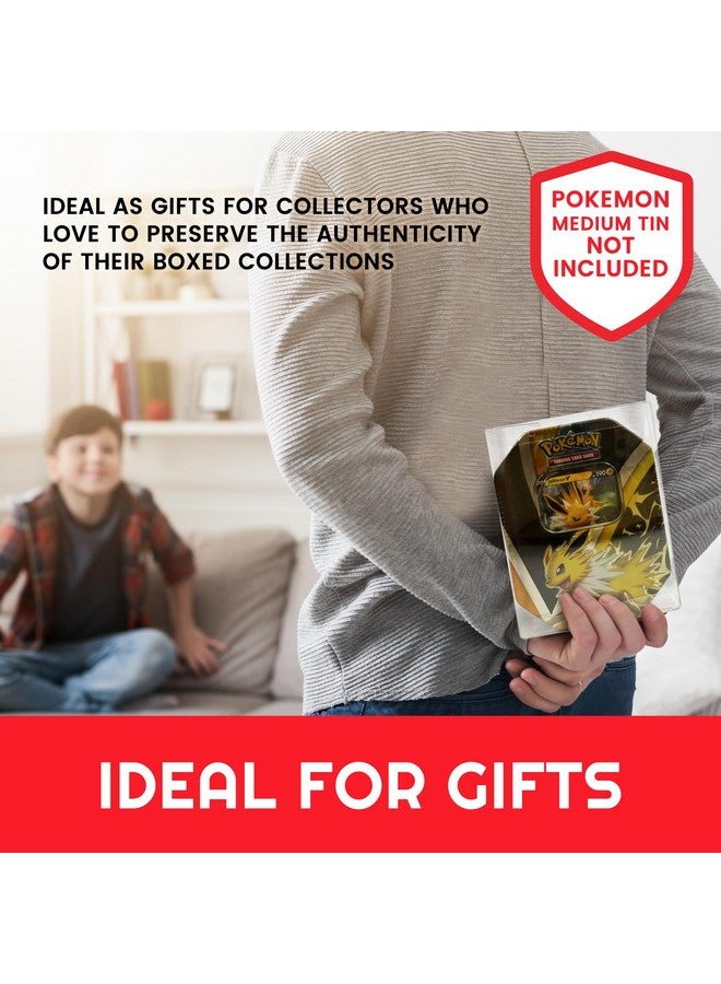 EVORETRO Plastic Display Case Protector for Pokemon Medium Tin Packaging - 5-Pack 0.40 mm Thick Archival Grade, Clear Transparent Protective Cases, Stackable, Custom Fit for Easy Setup and Storage - Image 5