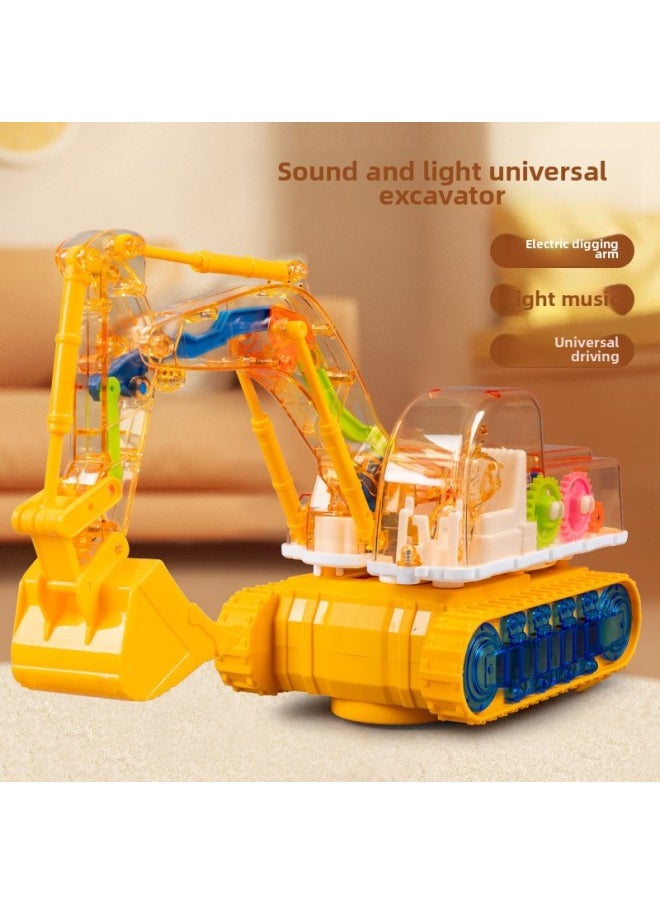 Generic Baby Electric Toy Car Universal Gear Excavator Music Light 1 4 Years Old Boy Female 3 Years Old Children 2 Cars-Color:Universal Transparent Gear Police Car Yj388-70-Scale:+3 Aa Charging Set + Screwdriver  - Image 3