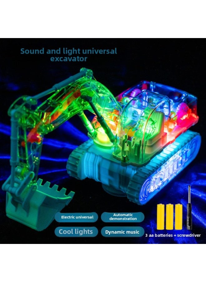 Generic Baby Electric Toy Car Universal Gear Excavator Music Light 1 4 Years Old Boy Female 3 Years Old Children 2 Cars-Color:Universal Transparent Gear Police Car Yj388-70-Scale:+3 Aa Charging Set + Screwdriver  - Image 4