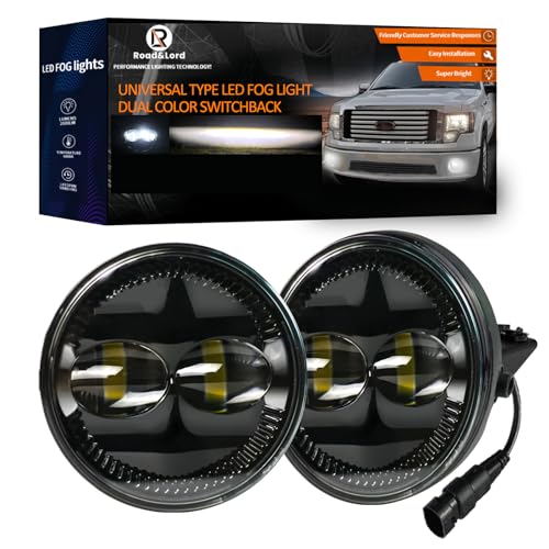 RoadandLord For f150 LED Fog Lights Compatible with 2006-2014 F150 Ranger 2008-2011 Expedition 2007-2014 Fog Lamps, Dual Color DOT Approved Bumper Driving Light Kit (Dual Color Light) (White Light) - Image 1