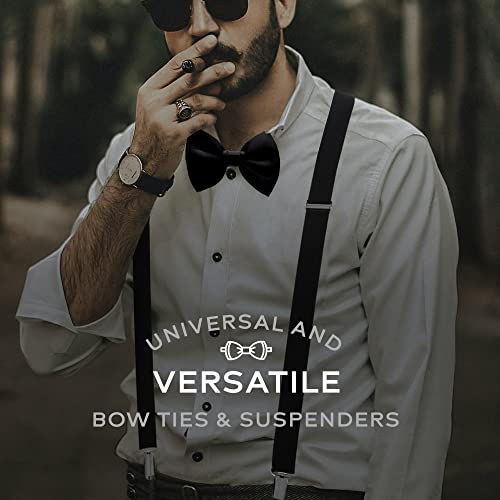 Man of Men Bow Tie and Suspenders for Men, Men’s Black Bowtie and Suspenders Set, Boys, Women - Tirantes Para Hombre, One Size Fits Most - Image 3
