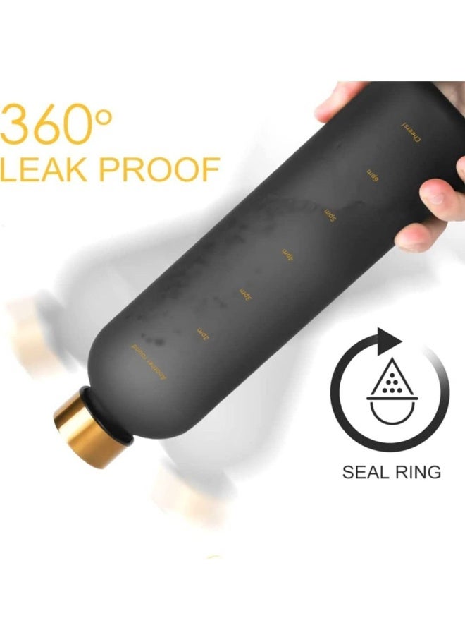 Gonice Water Bottle for Men/Women with Time Marker- Large 1L Leakproof Sports Reusable BPA free Water Flask for Gym Home Drinking Fitness & Outdoor Activity (Black 1000 ml) - Image 3