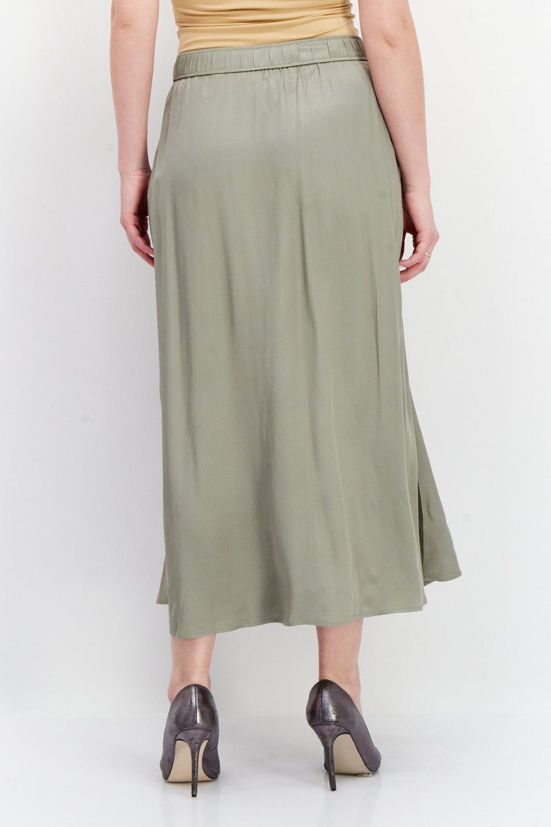 NAH/ Studio Women Solid Maxi Skirt, Olive  - Image 2