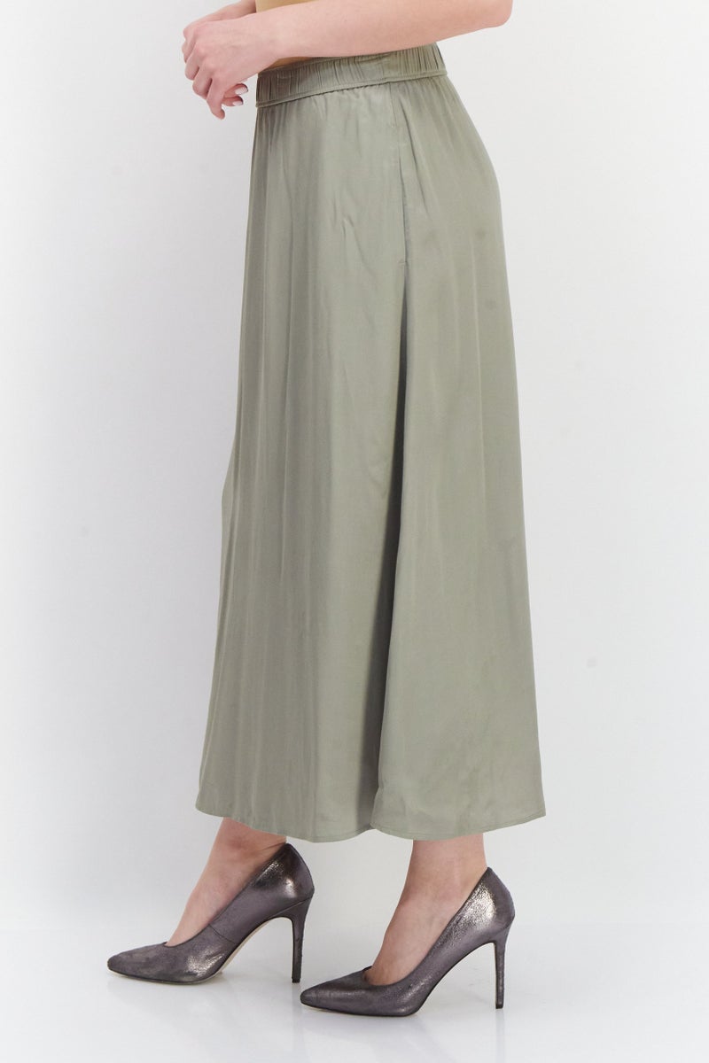 NAH/ Studio Women Solid Maxi Skirt, Olive  - Image 4