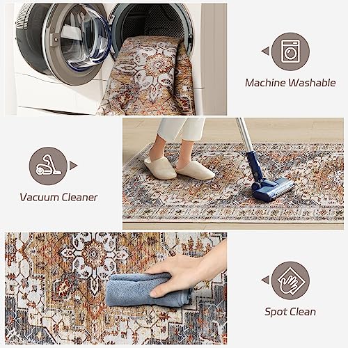 Madane Runner Rugs for Hallway 2x10 Long Washable Non-Slip Hallway Runner Rug Low-Pile Stair Kitchen Runner Throw Carpet for Entrance Living Dining Laundry Room (Turmeric/Grey, 2 x 10) - Image 4