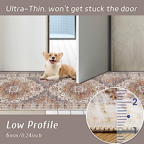 Madane Runner Rugs for Hallway 2x10 Long Washable Non-Slip Hallway Runner Rug Low-Pile Stair Kitchen Runner Throw Carpet for Entrance Living Dining Laundry Room (Turmeric/Grey, 2 x 10) - Image 5