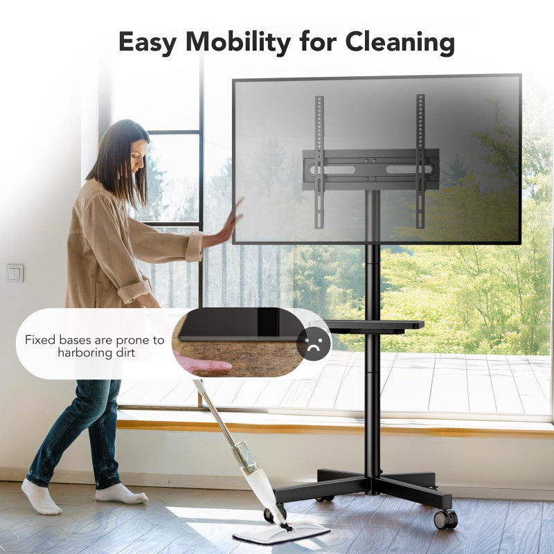 AX WABER Mobile TV Stand for 23-60 Inch LCD LED Flat/Curved Panel Screen TVs, Rolling TV Cart Holds up to 88Lbs Portable Stand with Shelf Rolling Floor Max VESA 400x400mm - Image 5