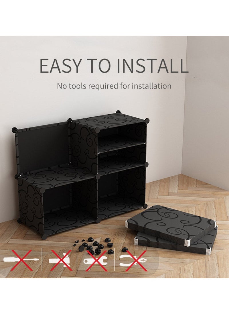 Roman Gifts - Portable Shoe Rack Organizer 4 Cube 8 Tiers Plastic Shoes Tower Shelf Storage Cabinet with Doors, Expandable Free Standing Shoe Modular Cabinet Rack for Closet Entryway Bedroom Hallway - Image 1