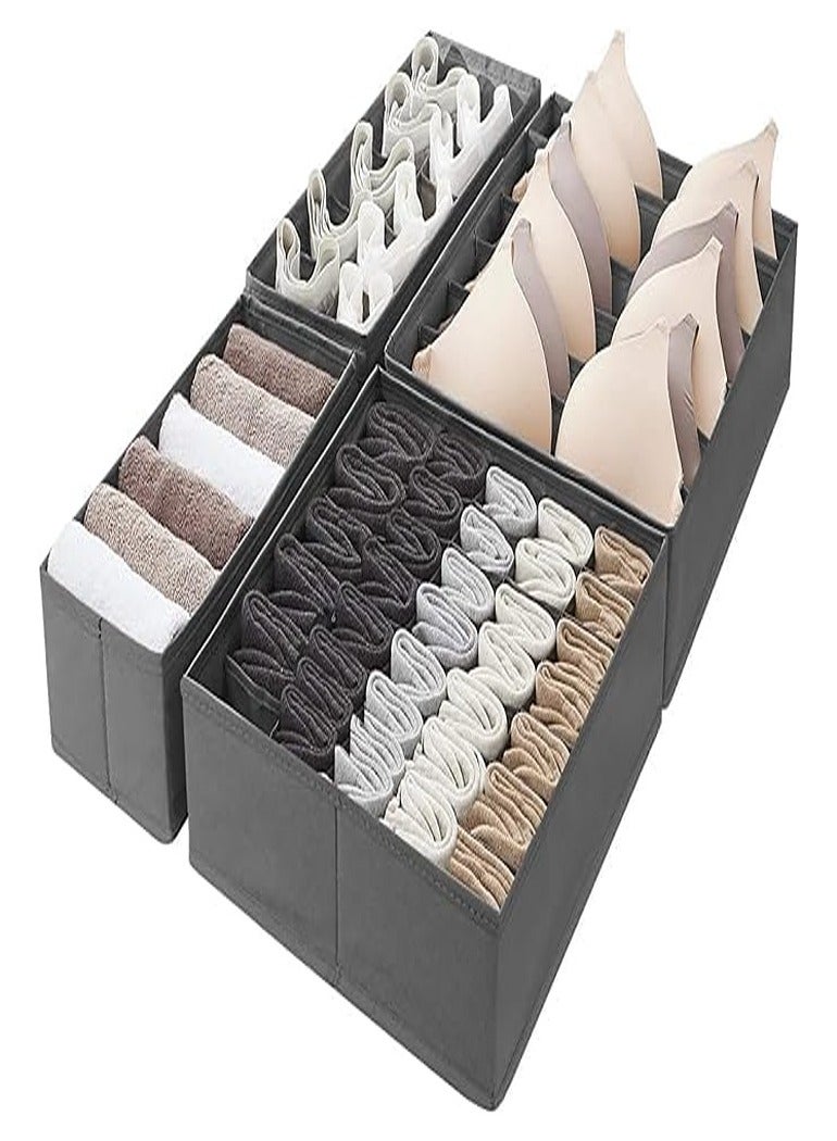 Drawer Organizer for Socks and Underwear, 4 Pack, Closet Sock Organizer and Storage Boxes for Underwear, Bras, Underwear  - Image 1