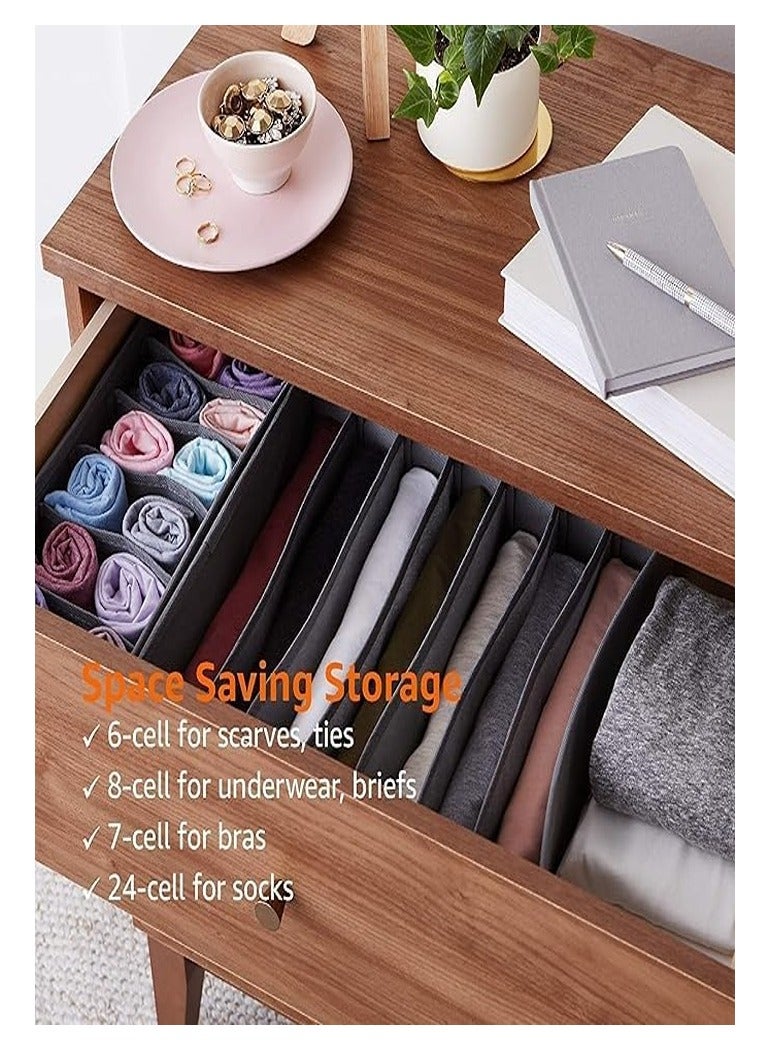 Drawer Organizer for Socks and Underwear, 4 Pack, Closet Sock Organizer and Storage Boxes for Underwear, Bras, Underwear  - Image 2