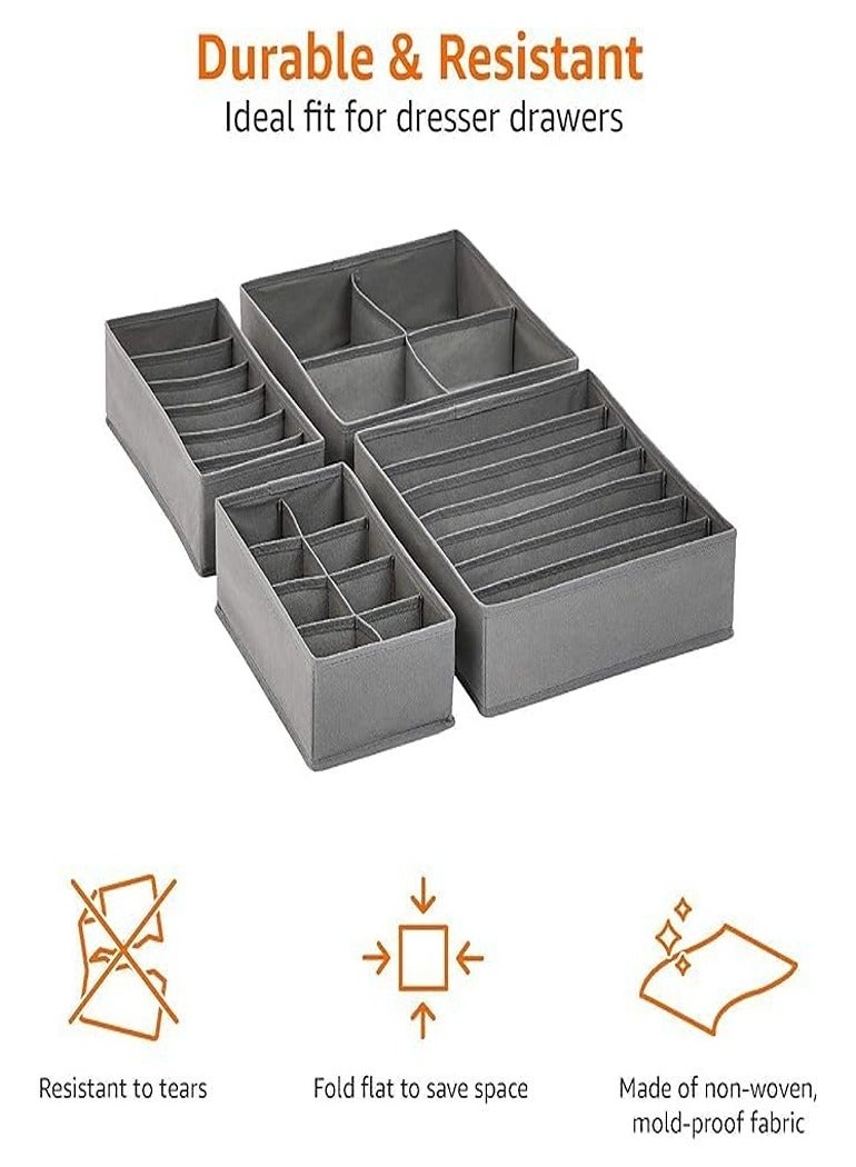 Drawer Organizer for Socks and Underwear, 4 Pack, Closet Sock Organizer and Storage Boxes for Underwear, Bras, Underwear  - Image 5