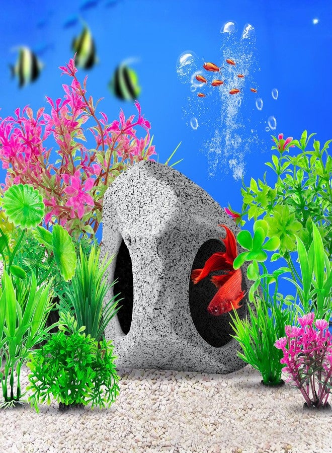 CousDUoBe 10Pcs Aquarium Hideaway Rock Cave Fish Tank Decorations quarium,Betta Toys Hideout Stones House,Safe and Non-Toxic Ceramic Fish Tank Ornaments - Image 3