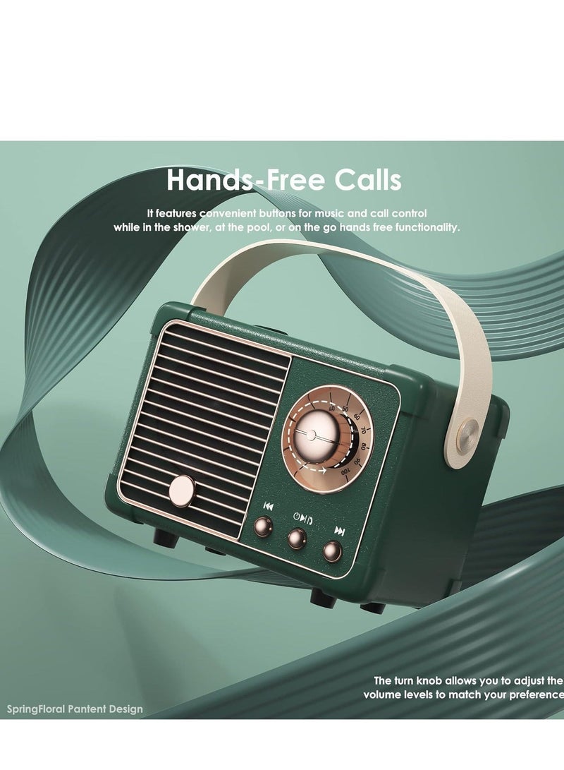 HM-11 Bluetooth Portable Radio, Retro Mini Speaker with Clear Stereo Sound, Rich Bass for iPhone, Android Devices and Tablets(Green) - Image 5