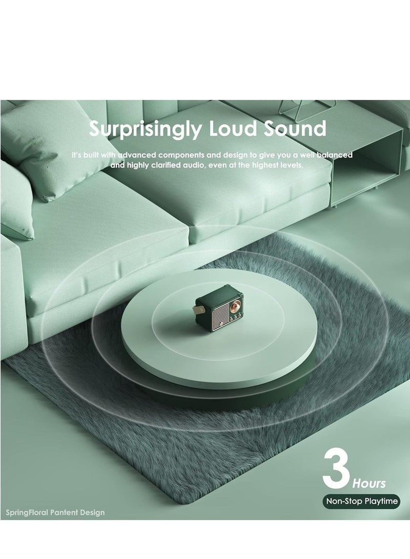 HM-11 Bluetooth Portable Radio, Retro Mini Speaker with Clear Stereo Sound, Rich Bass for iPhone, Android Devices and Tablets(Green) - Image 4