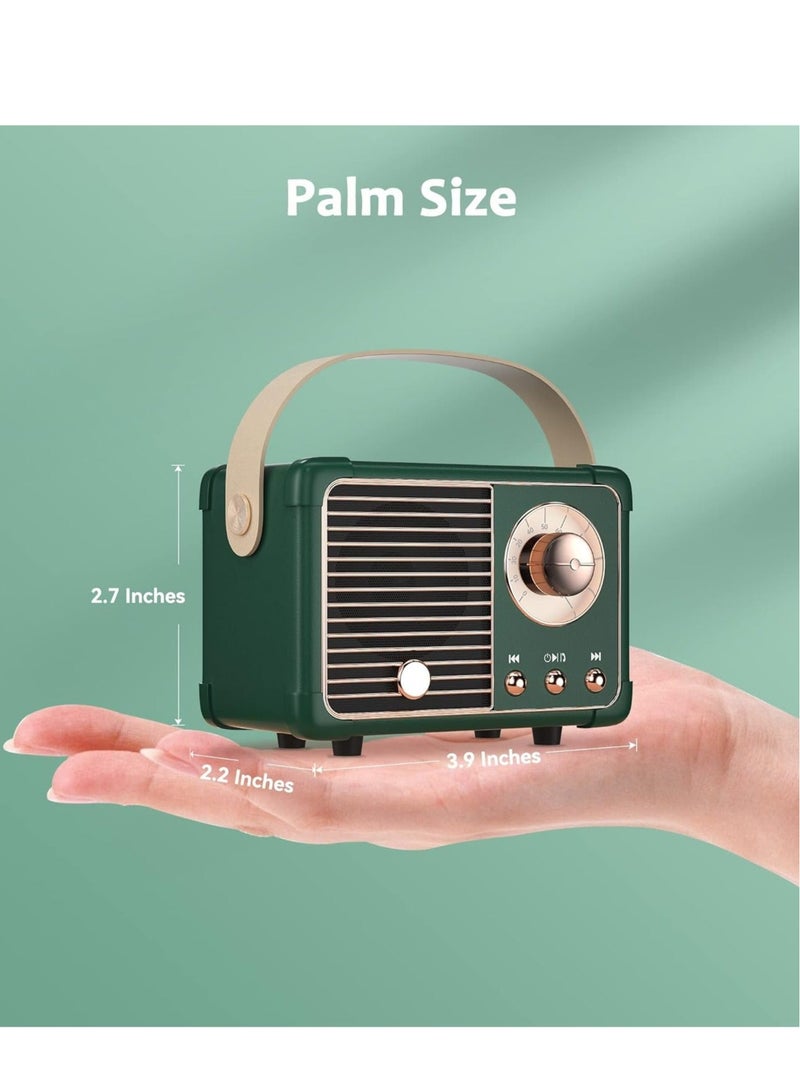 HM-11 Bluetooth Portable Radio, Retro Mini Speaker with Clear Stereo Sound, Rich Bass for iPhone, Android Devices and Tablets(Green) - Image 3