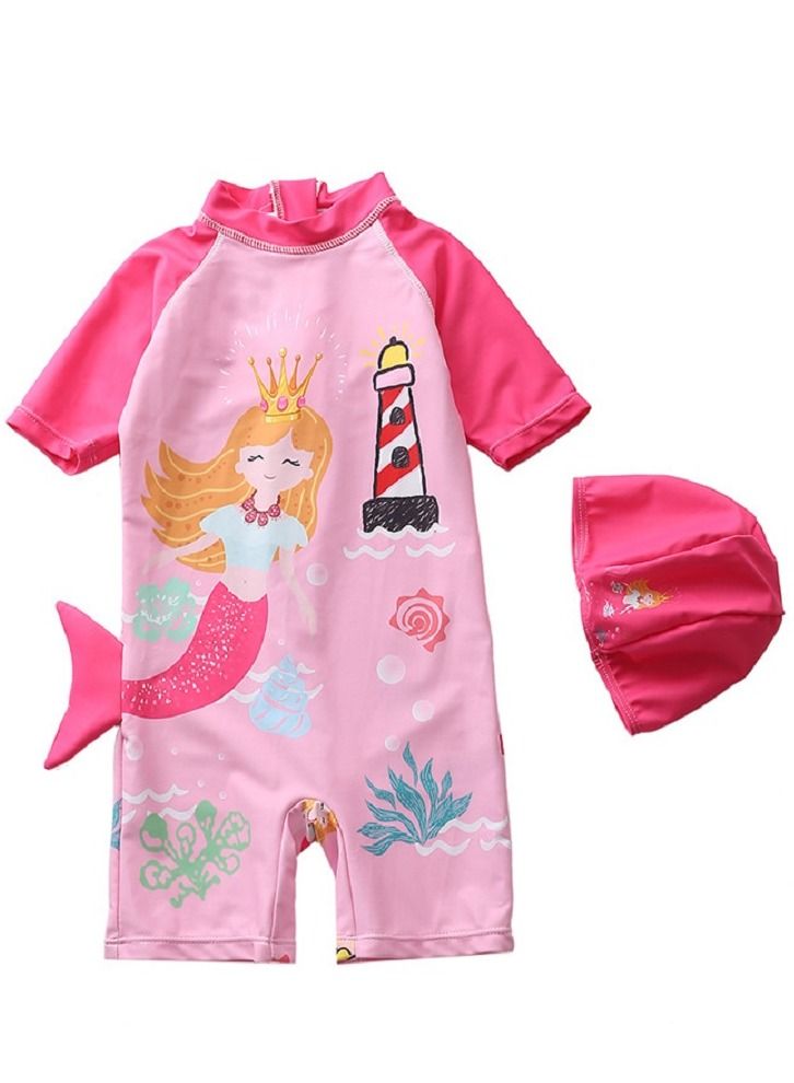 Y&D 2 piece children's swimsuit girl baby one piece surfing suit baby swimming pool girl swimsuit 90-100 cm - Image 1