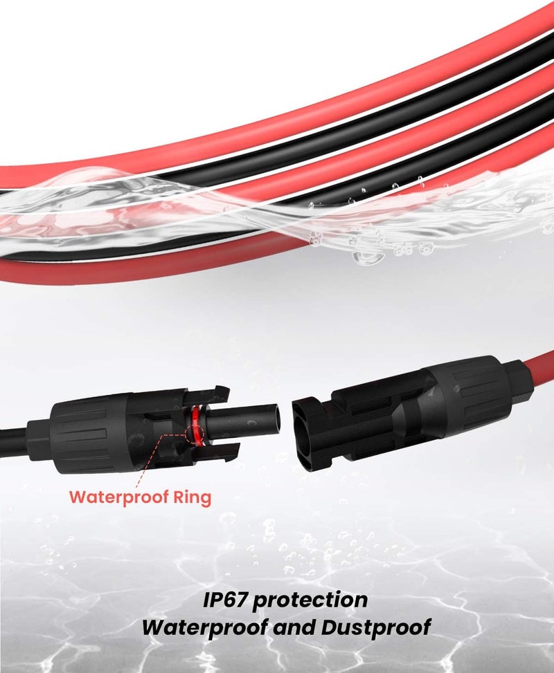BougeRV 10 Feet 12AWG Solar Extension Cable with Female and Male Connector with Extra Pair of Connectors Solar Panel Adaptor Kit Tool (10FT Red + 10FT Black) - Image 4