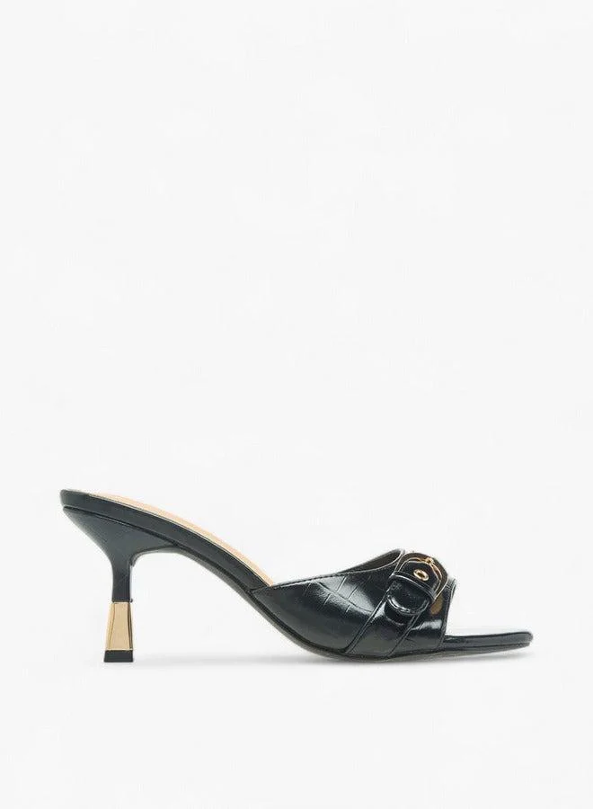 Flora Bella By Shoexpress Women Buckle Detail Flared Heel Sandals