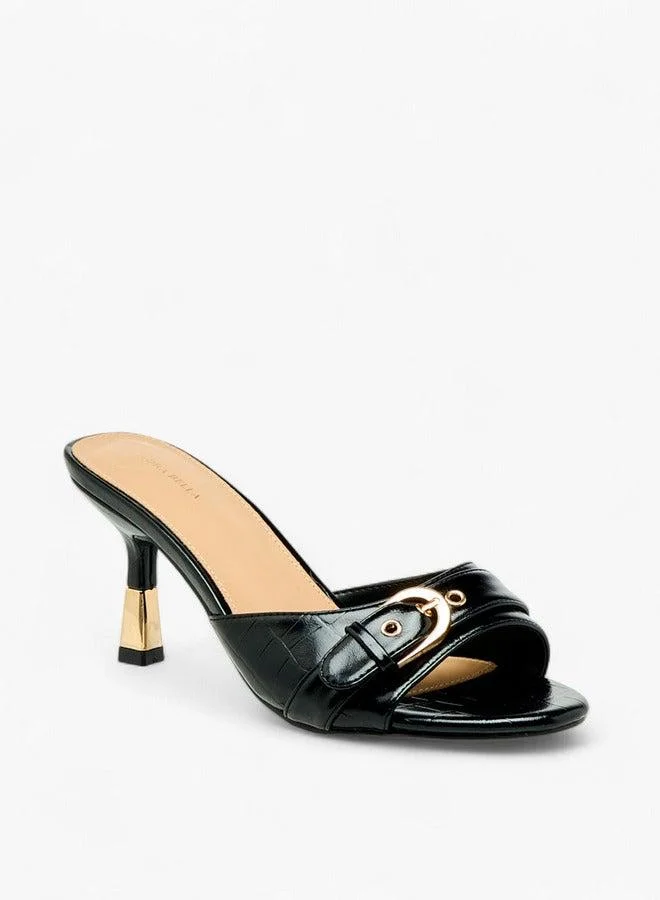 Flora Bella By Shoexpress Women Buckle Detail Flared Heel Sandals