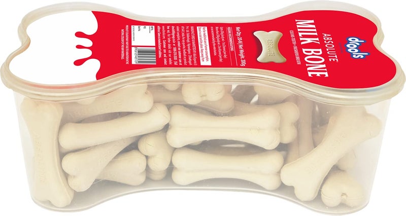 Drools Absolute Dog Bone Treats, Milk Flavour 300G 20Peices Jar, All Life Stages - Image 1